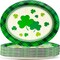 50 Pcs St. Patrick’s Day Party Oval Paper Plates 11inch Large Green Shamrocks Platters, Wood Grain Dish Tray for Irish Party Supplies St. Patrick’s Day Party Decor Dinner Party Tableware